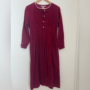 Burgundy Vintage Prairie style 80s Edwardian Revival Style Dress